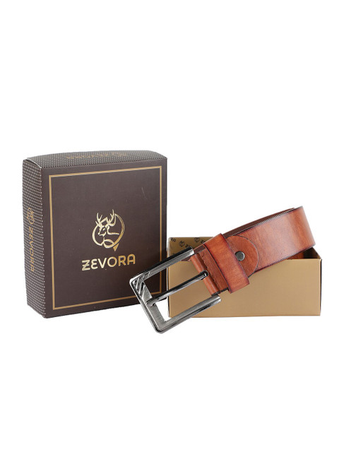 

ZEVORA Men Tan Solid Belt