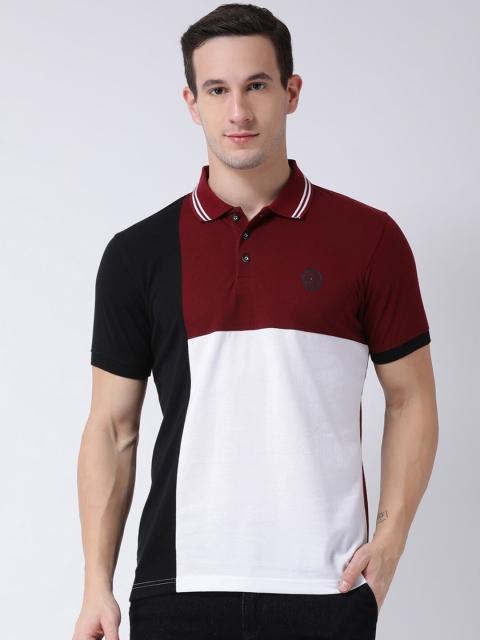 

Club York Men Maroon & White Polo Collar T-shirt