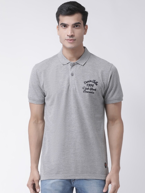 

Club York Men Grey Melange Polo Collar T-shirt