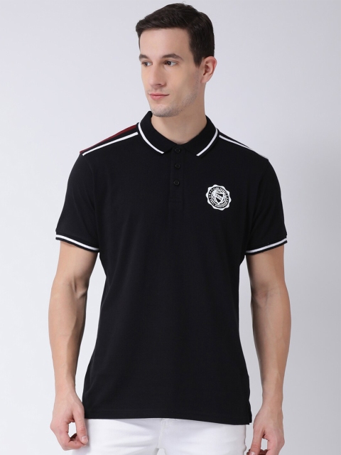 

Club York Men Black & White Polo Collar T-shirt