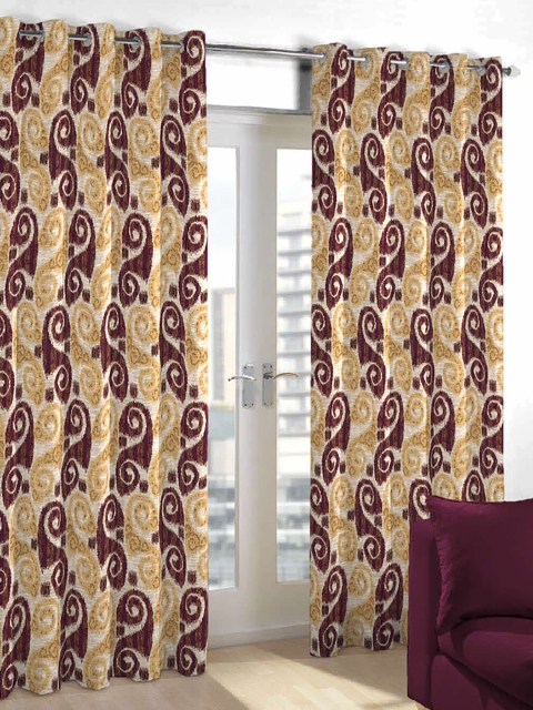

Skipper Furnishings Purple & Yellow Printed Door Curtain