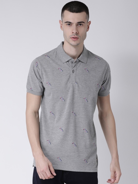 

Club York Men Grey Printed Polo Collar T-shirt