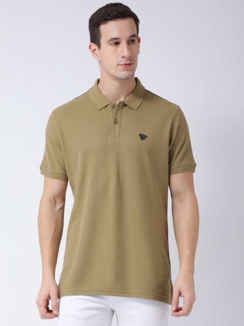 

Club York Men Olive Green Cotton Polo Collar T-shirt