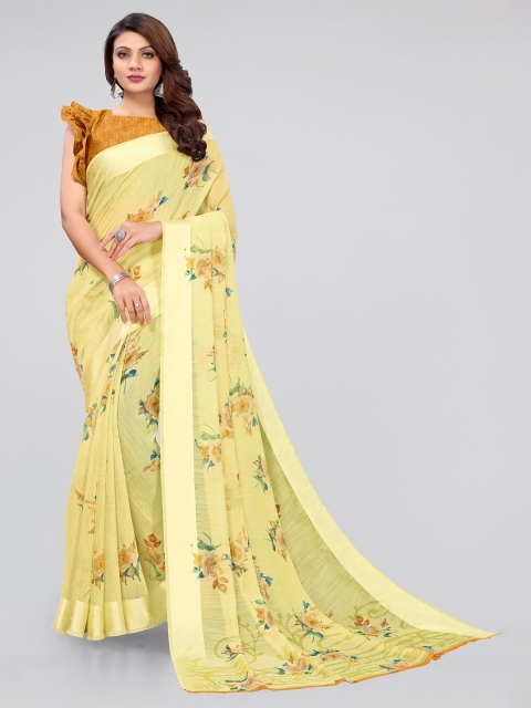 

KALINI Women Yellow Printed Cotton Saree