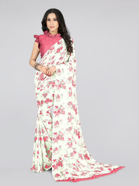 

KALINI Women Off White Printed Georgette Saree