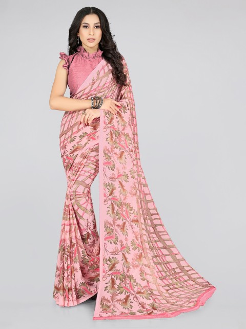 

KALINI Coral & Olive Checked Bagh Saree