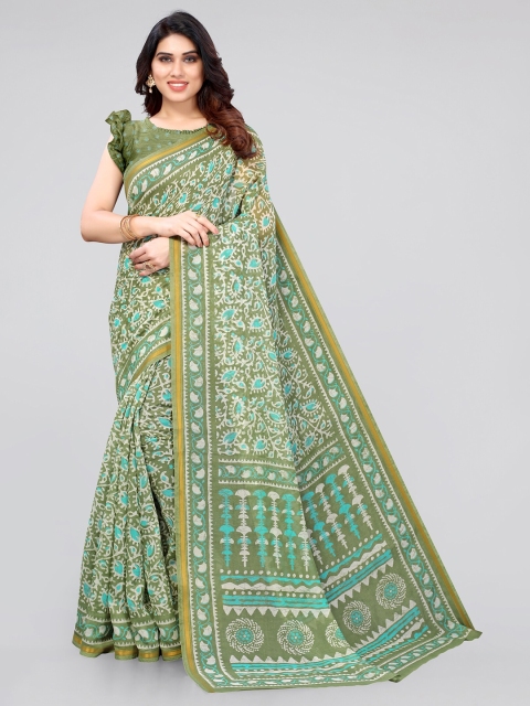 

KALINI Women Olive Printed Cotton Saree