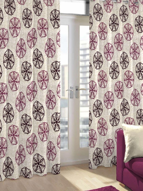 

Skipper Furnishings Beige & Magenta Single Patterned Door Curtain