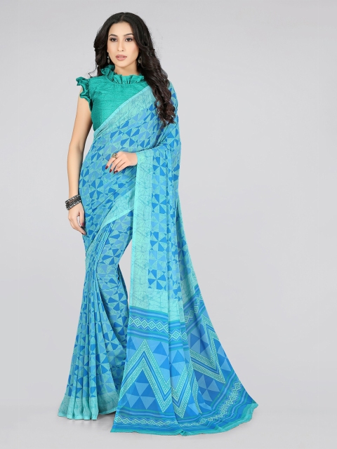 

KALINI Women Turquoise Blue Printed Georgette Saree