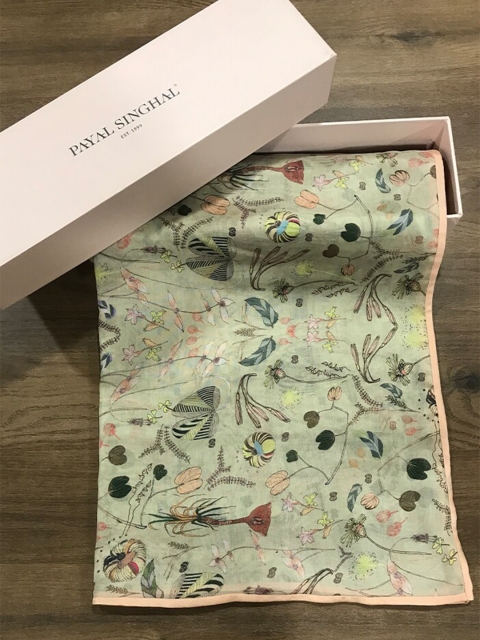 

Payal Singhal Women Khaki Floral Chanderi Silk Printed Scarf