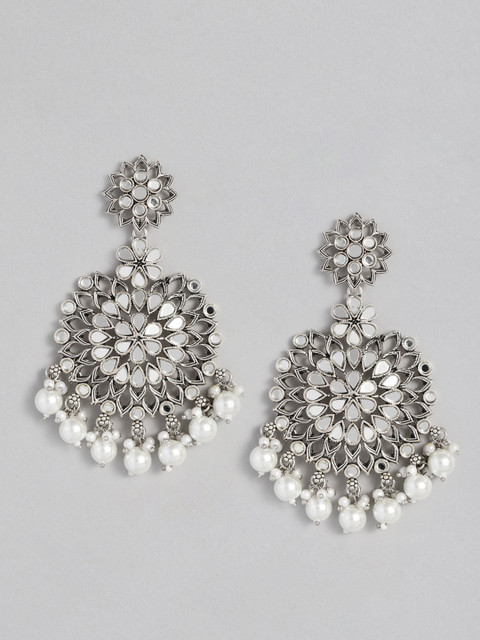 

AccessHer Silver-Toned Circular Chandbalis Earrings