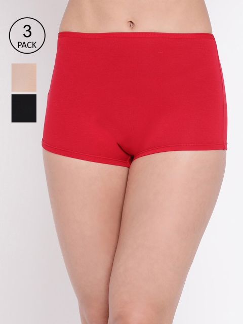 

LYRA Women Pack Of 3 Boy Shorts Briefs, Red