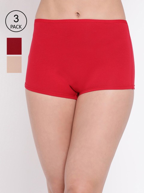 

LYRA Women Pack of 3 Solid Boy Short Briefs, Beige