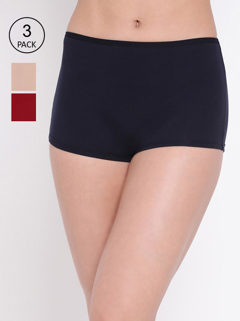

LYRA Women Pack Of 3 Solid Mid-Rise Boy Shorts, Beige