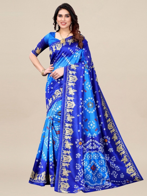 

KALINI Women Blue Printed Art Silk Saree