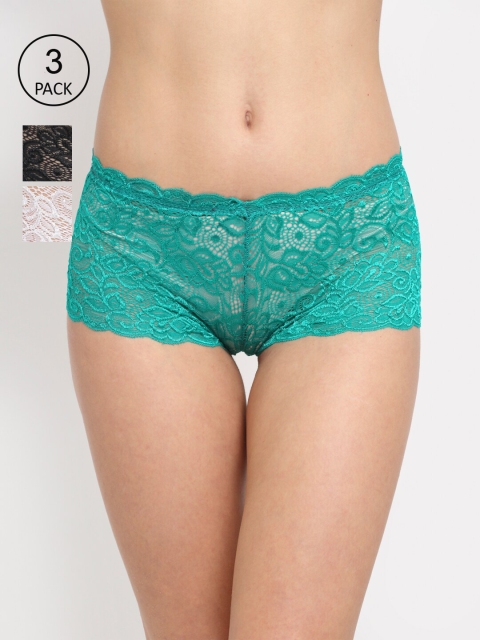 

Friskers Women Pack Of 3 Self Design Hipster Briefs O-330-01-02-36-S, Black