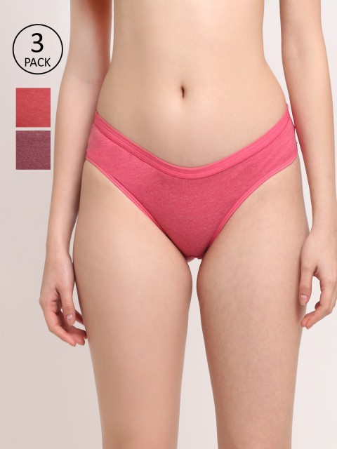 

Friskers Women Set of 3 Solid Premium Cotton Hipster Briefs O-321-03-07-08, Red