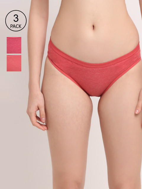 

Friskers Women Pack of 3 Low-Rise Cotton Hipsters O-321-03-07-15-S, Red