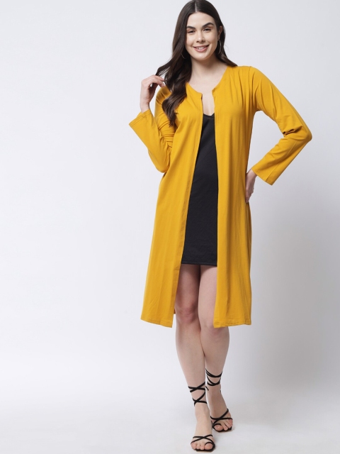 

VANCA ECO Women Mustard Yellow Longline Open Front Shrug