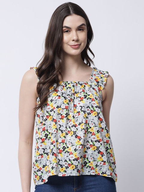 

VANCA ECO Women Multicoloured Floral Printed A-Line Cotton Blend Top, Multi