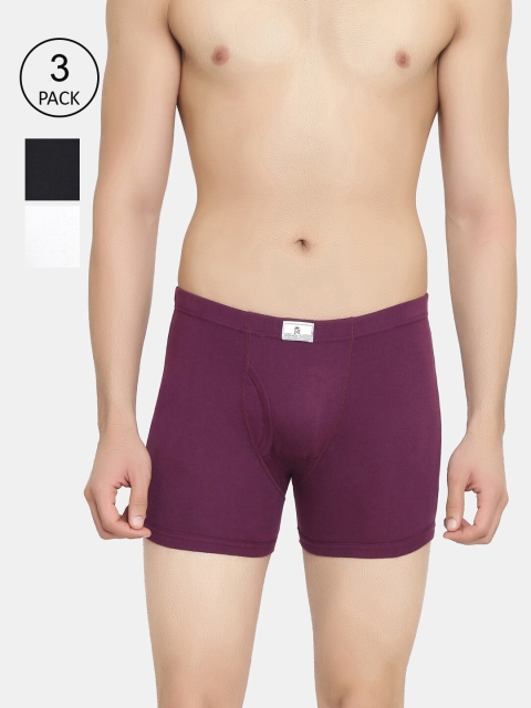 

ROMEO ROSSI Men Pack Of 3 Solid Cotton Trunk, Burgundy