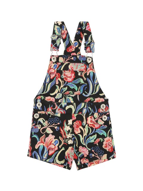 

Actuel Girls Black & Red Floral Printed Pure Cotton Dungarees