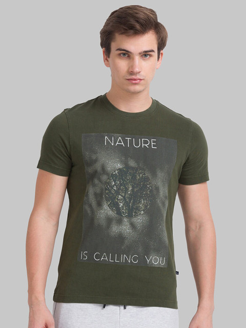 

Parx Men Green Printed Cotton T-shirt