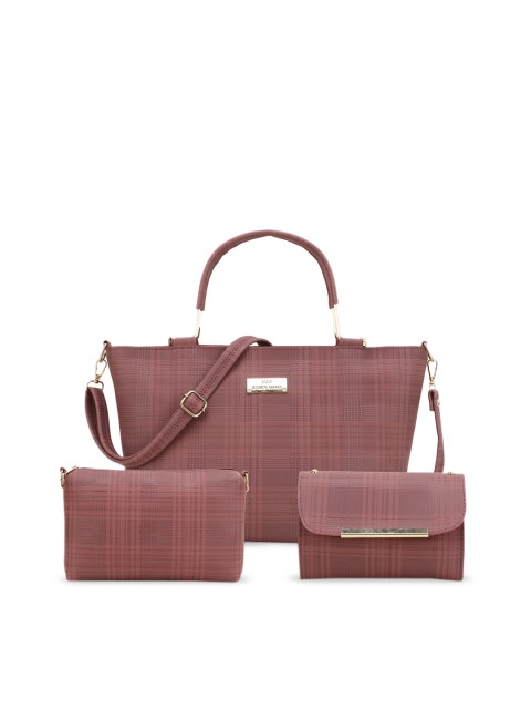 

WOMEN MARKS Pink Textured PU Structured Handheld Bag