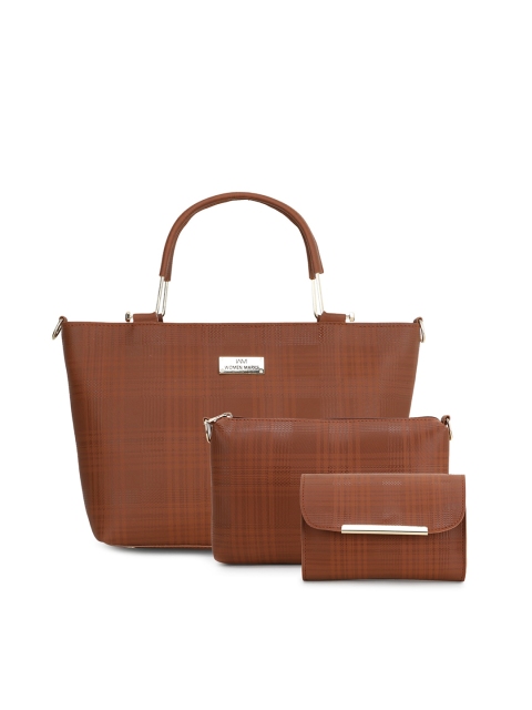

WOMEN MARKS Tan Textured PU Structured Shoulder Bag with Cut Work