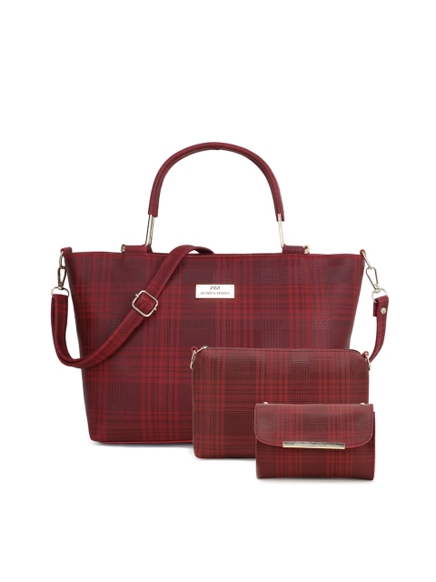 

WOMEN MARKS Red & Brown Striped Oversized Structured Handheld Bag