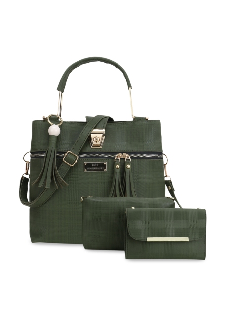 

WOMEN MARKS Green PU Structured Handheld Bag with Tasselled