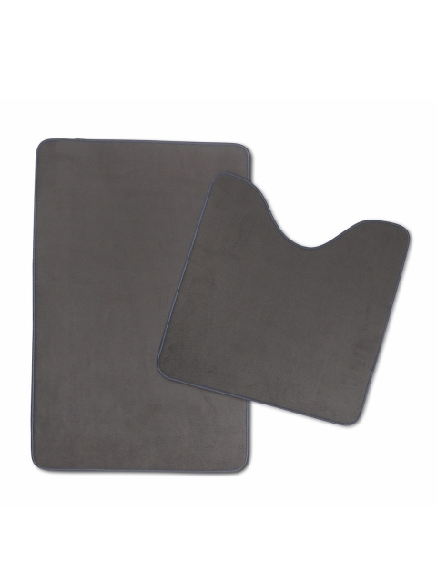 

DREAM WEAVERZ Set Of 2 Grey Quick-Dry Anti-slip Bath & Toilet Rugs