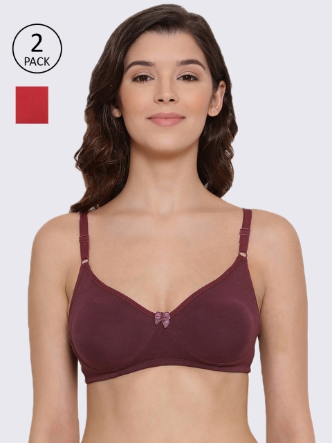 

LYRA Pack Of 2 Red & Burgundy Bras
