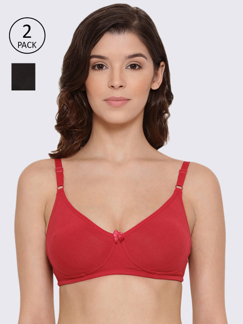 

LYRA Pack Of 2 Red & Black Bra