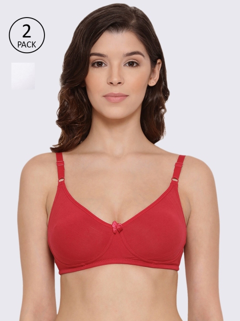 

LYRA Pack of 2 Red & White Solid Non Padded Bra LYRA_BRA_513_WH_REDL_2PC