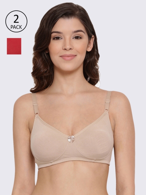 

LYRA Pack Of 2 Beige & Red Everyday Bra