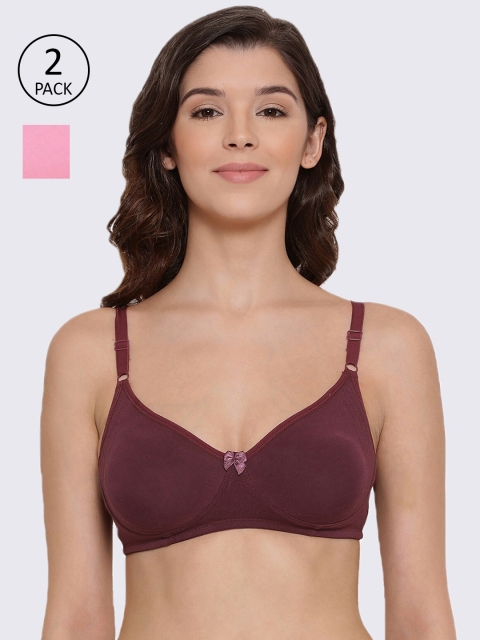 

LYRA Pack Of 2 Burgundy & Pink Bras