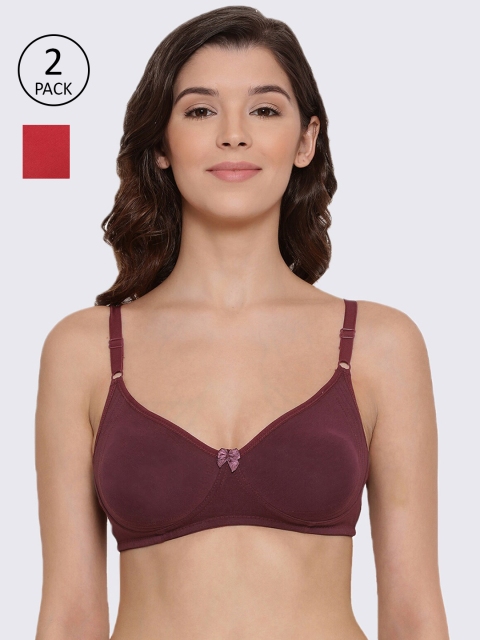 

LYRA Pack Of 2 Red & Purple Bra - Non Padded