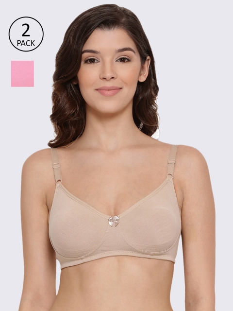 

LYRA Pink & Beige Pack Of 2 Non Padded Bra