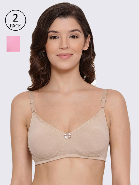 

LYRA Pack of 2 Pink & Beige Non Padded Bra