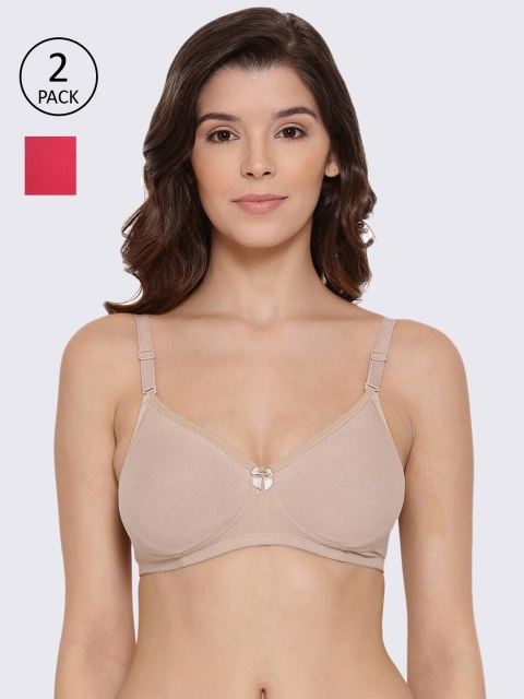 

LYRA Pack of 2 Fuchsia & Beige Non Padded Non-Wired Bra