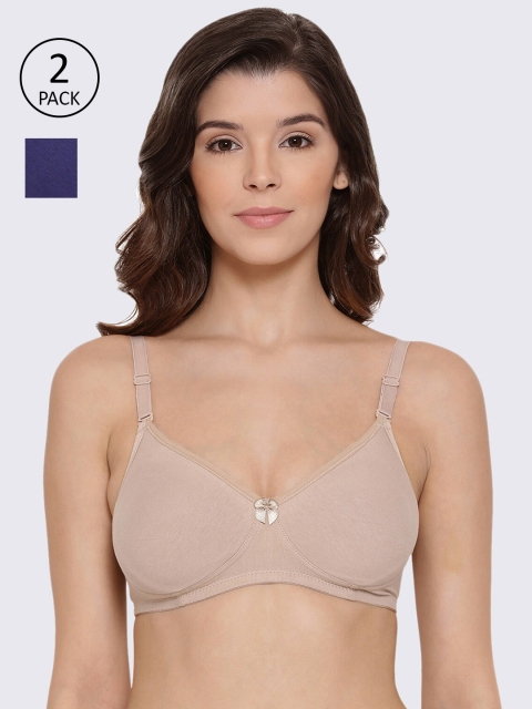 

LYRA Pack Of 2 Blue & Peach-Coloured Bras - Non Padded