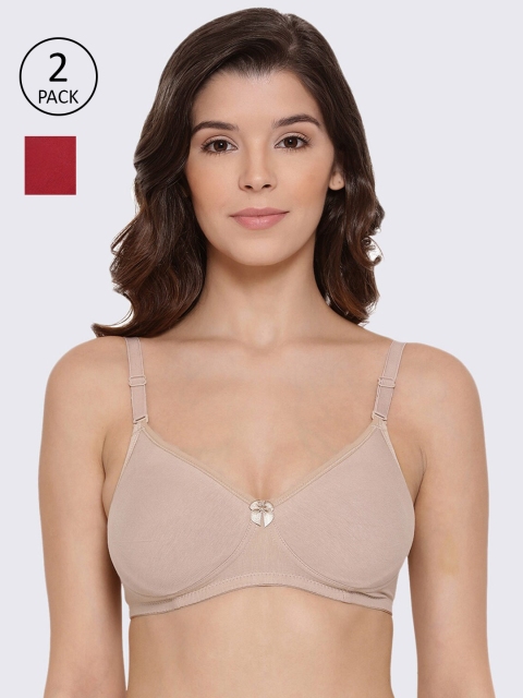 

LYRA Pack Of 2 Red & Beige Bras - Non Padded