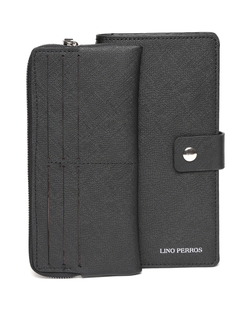 

Lino Perros Women Black Wallet with Zip Pouch