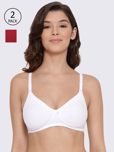 

LYRA Pack of 2 Red & White Non Padded Non-Wired Bra