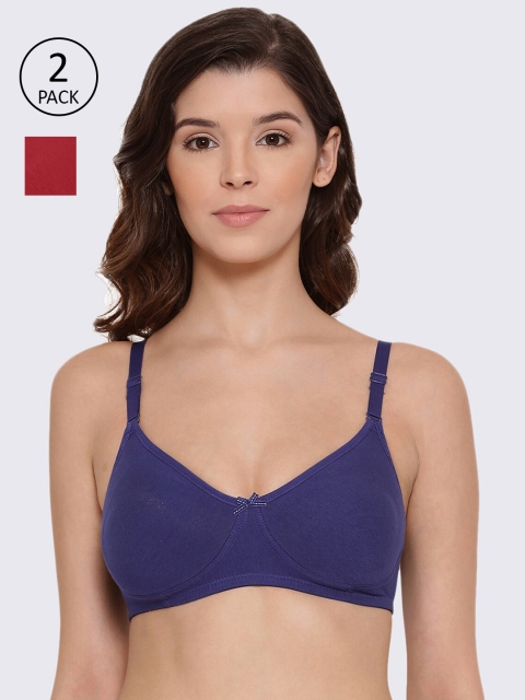 

LYRA Pack Of 2 Red & Blue Solid Non-Padded Non-Wired Everyday Bra