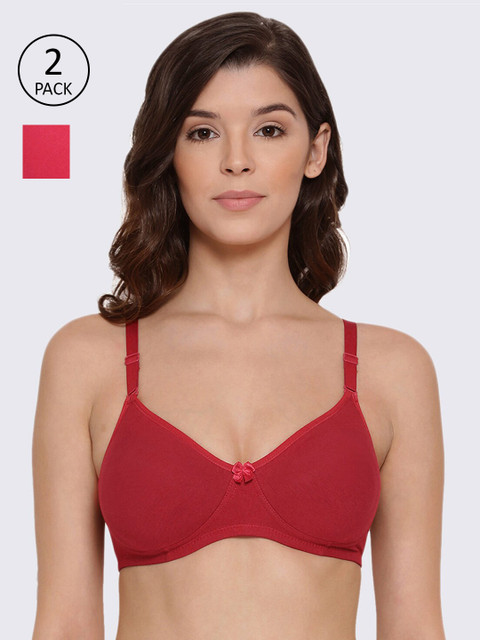 

LYRA Pack Of 2 Red & Fuchsia Bra - Non Padded