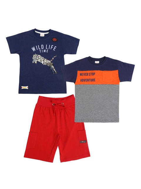 

RAINE AND JAINE Boys Printed Pure Cotton 3 Pc Clothing Set, Navy blue