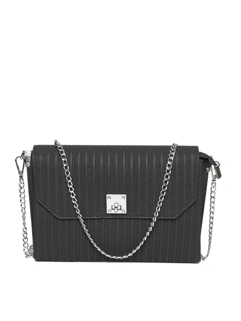 

Lino Perros Black Textured Sling Bag with Chain Strap