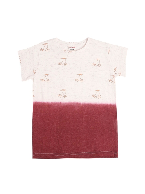 

RAINE AND JAINE Boys Pink & Maroon Colourblocked Cotton T-shirt